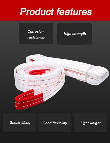 Eslinga de elevación de ojos plana resistente, capacidad de 10000 libras, correa de recuperación de poliéster para cabrestante y protector de árboles, correa de red duradera para un levantamiento