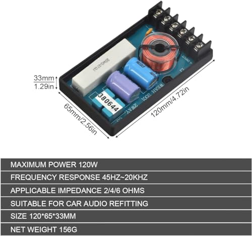 DriSentri 2 Way Crossover for Speaker, WEAH-2001 2pcs Speaker Frequency Divider 2 Way Car Audio Speakers Two Crossover Divider Crossover Filter - Thumbnail 2