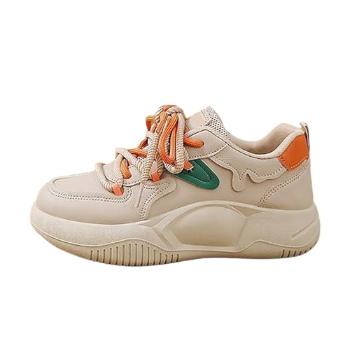 Zapatillas deportivas para mujer, con plataforma gruesa, para gimnasio, fitness, para correr en la calle, para exteriores, con plataforma, informales, para correr, para caminar, correr, caqui, 36 EU