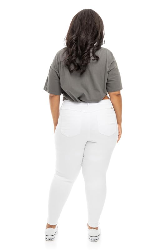 1822 Denim Butter High-Rise Ankle Skinny Jeans Plus Size 28" with Stretch and Shape Retention in White4