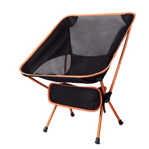 Portable Folding Camping Chair Ultralight Outdoor Folding Chair with Carry Bag, Compact Foldable Chair for Hiking, Beach, Fishing, Picnic and Travelling Heavy Duty 130kg Capacity 1PCS