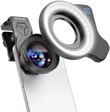 Upgraded Professional Macro Lens for Smartphone with Ring Light, ...
