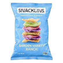 SNACKLINS Plant Based Crisps - Garden Variety Ranch - Vegan Healthy Snacks - Gluten Free, Grain Free, 100% Kosher For Passover, Low Calorie -Puffed Vegan Cracklins - 3oz Bag Case of 12