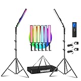 Neewer 2-Pack RGB LED Light Stick Kit, 21W Dimmable 3200K~5600K Bi-Color Handheld Light with 2.4G...
