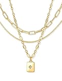 YEEZII 14K Gold Plated Layered Necklaces for Women Trendy, Dainty Choker Paperclip Box Chain Necklace, Stackable Women's Pendant Necklaces Set for Jewelry Gift