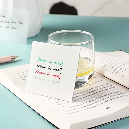 Image of Sileni 600 Pcs Transparent Sticky Notes Pad, Clear Sticky Notes for Books Message Reminder, Waterproof self-Adhesive Translucent Sticky Notes, 12 Packs (3 inchx3 inch)