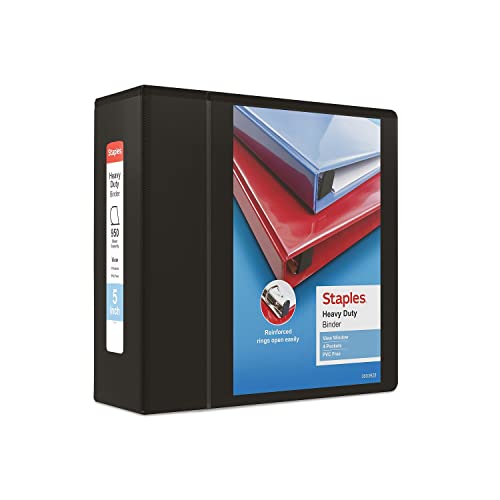 Staples Heavy-Duty 5-Inch D-Ring View Binder Red 1000 Sheets | Extra-large capacity for office archiving and bulk document storage. product thumbnail 9