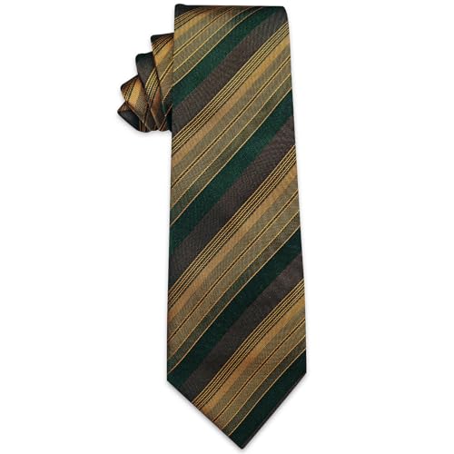 Image of YourTies Men's Neckties Striped Tie and Plaid Neckties for Men Woven Silk Tie Gold Tie Clip Set