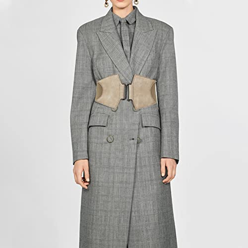 Leather Women's Wide Elastic Waist Belt with Alloy Hook Buckle - Stretchy Cinch Belt for Dress Shirts & Overcoat2