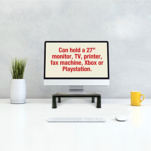 2 Lb. Depot Monitor Stand, Printer Stand with Adjustable 3 Heights Riser, 15.5 x 11.5 Inches, Black Plastic
