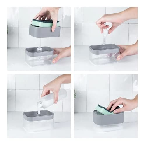 Dispenser Detergente 2 Em 1 Esponja Limpeza Louça Dosador Ou
