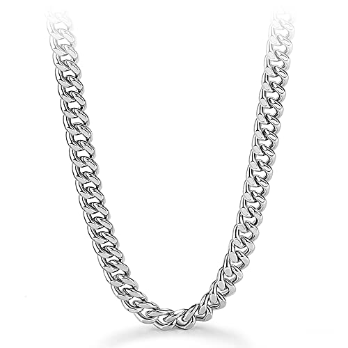 Meilanduo Solid 925 Sterling Silver 12Mm Miami Cuban Link Curb Chain Necklace With Box Lock Clasp, 22" 24" 26" 28" Inch Men's Necklace (22 Inch) #TOP26