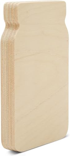 Miniatura 4 de Recortes de tarro de madera grueso de 4 x 2-58 pulgadas, paquete de 5 tarros de madera sin terminar, tarros Mason para decoración de bandejas
