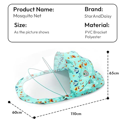 Image of StarAndDaisy Baby Mosquito net for Baby 0-12 Months for Infants, Toddlers Safe Baby, Breathable mesh-Mosquito Net for Baby's Peaceful Sleep, Baby Sleeping Mosquito net - Aqua Print