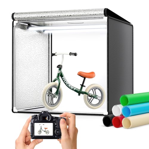 Caja de luz Fotografía 50x50x50CM, Caja de luz para Fotografía con Soporte, Brillo Ajustable 0 100% Estudio Fotográfico Equipada con 126 Cuentas LED Giratorias de 360°