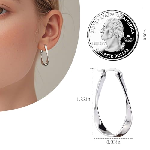 Sterling Silver Hoop Earrings Lightweight Hypoallergenic Spiral Twist Mobius Earrings for Women4