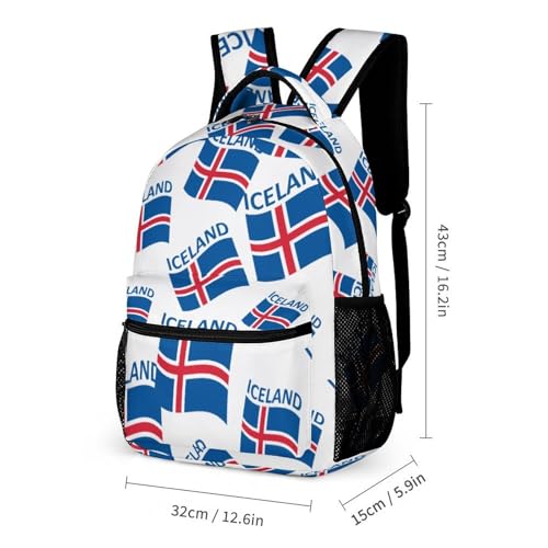 Flag of Iceland Cute Backpack Travel Daypack Lightweight Back Pack with Pockets2