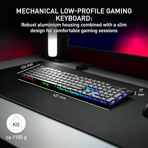 CHERRY XTRFY MX 10.1 Wireless, Mechanical Low-Profile Gaming Keyboard, UK Layout (QWERTY), Multi-Device Keyboard, MX LP 2.0 RED Switches, Black