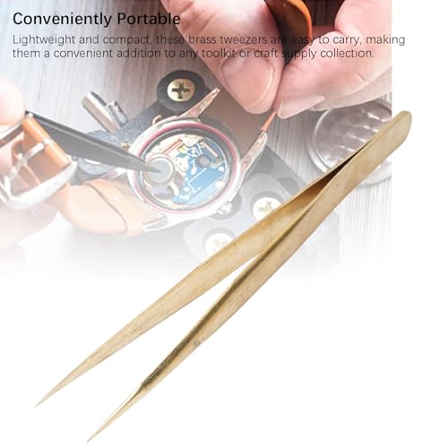 Jectse Brass Tweezers, Accuracy Tip Precision Kitchen Tweezer in Brass for Watchmaker's and Jewellers, Easy to Use and Convenient Pickup - Image 4