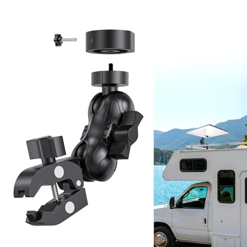 Upgraded 2025/2024 Marine-Grade Starlink Mini Clamp Mount with 2026 Universal Pipe Adapters & 1.5' Bigger Ball Head, Adjustable Starlink Flat Mount for RV, Yacht, Pole, Roof Rack, Camper, Balcony