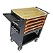 LULUINSHINE 4 Drawers Multifunctional Tool CART with Wheels and Wooden TOP (Orange + Metal)