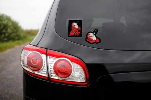 Image of Elektroplate Jason Voorhees Hockey Mask Premium Dynamic Car Decal Set of 2