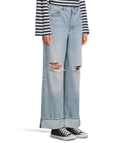 Madewell Women's Low Slung Baggy with Rips in Hallstead Wash2