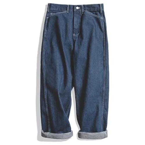 Men’S Straight Leg Workwear Denim Jeans with Zipper Fly Mid Waist Regular Fit Pants2