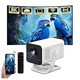 Proyector Portatil 4K-8K 1080P Nativo, Proyector para movil Android 14 WiFi 6 y Bluetooth 5.4, Corrección Trapezoidal Hardware, Proyección 40–120’’, Cine en Casa y Gaming [Apps Integradas]