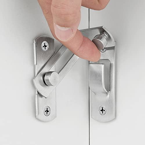 Iniret 4 Packs 90 Degree Flip Barn Door Lock,Protect Privacy-Security Gate Latch,Hook Lock Latch For Barn,Sliding Door Antique Lock Gate Latches Wine Cabinet Closet Door Latches,Brushed Nickel #TOP2