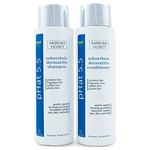 Sulfate Free Shampoo and Conditioner Set for Seborrheic Dermatitis Relief - Moisturizes Severe Dry & Itchy Scalp with Manuka Honey, Aloe Vera & Coconut Oil - Safe for Color Treated Hair (16 oz)