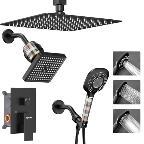 Ceiling Mount Shower System with Dual Heads and Filter