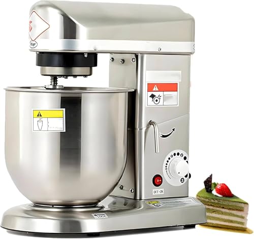 Batidora de alimentos comercial de alta resistencia,batidora de pie profesional para hornear,con gancho para masa, batidor y varilla, batidora de cocina de acero inoxidable de 3 velocidades Silver-10L