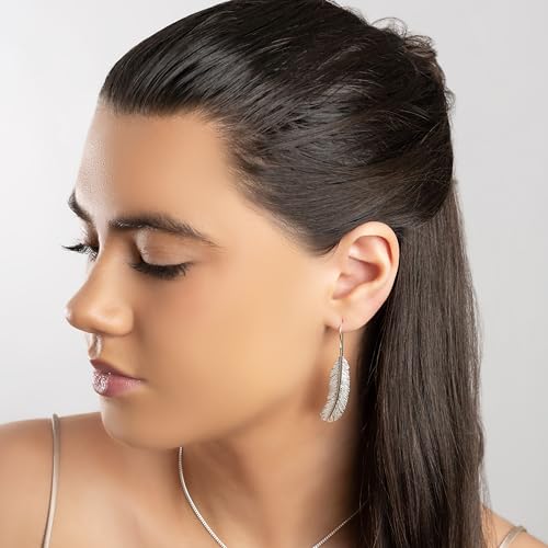 Bird Feather Crochet Boucles d'oreilles en argent 925 avec boîte cadeau – vue 2