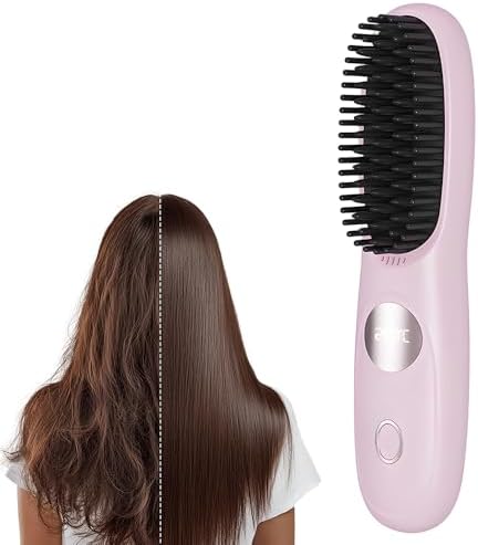 Cordless Hair Straightener Brush, Portable Mini Hair Straightenin...