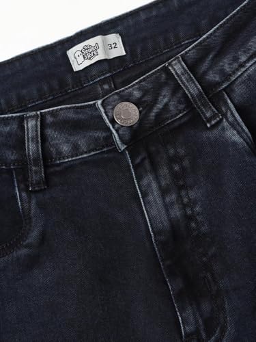 Image of The Souled Store Solids: Stone Grey Men and Boys Buttoned Straight Fit Cargo Jeans