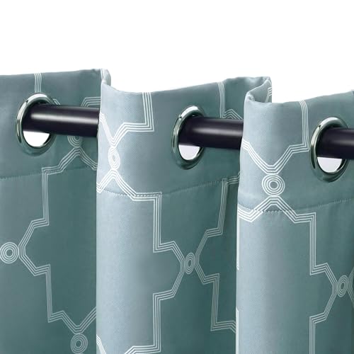 Superior Woven Blackout Printed Curtains for Bedroom, Window, Farmhouse, Living Room, Insulated, Thermal, Quality Soft, Imperial Trellis Collection, Set of 2 Panels, 6 Grommets, 42" x 63", Slate