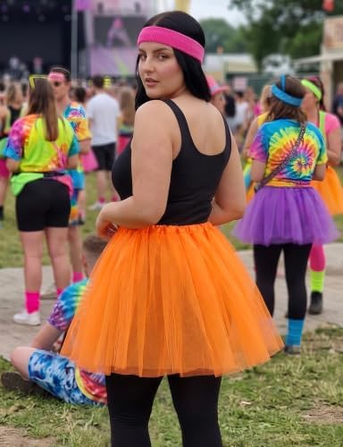 Women Plus Size 5 Layer Tutu Skirt Short Fluffy Tulle Skirt Orange — 사진 7