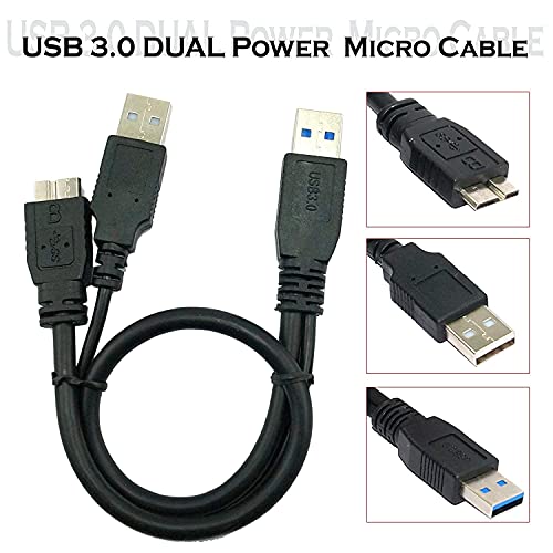 Saitech It 1 Feet Usb 3.0 Dual Power Y Shape 2 X Type A To Micro B High Speed Upto 5 Gbps Data Transfer Cable For External Hard Drives #TOP4