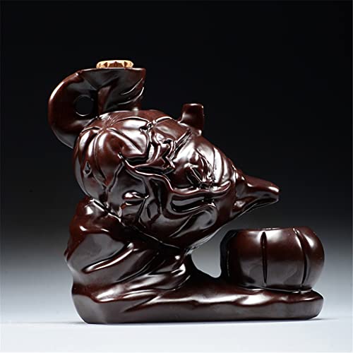 N/A Ebony Pumpkin Teapot Backflow Incense Incense Burner Decoration Mahogany Household Lucky Tea Ceremony Incense Burner (Color : A, Size : 12 * 9 * 12Cm) #TOP3
