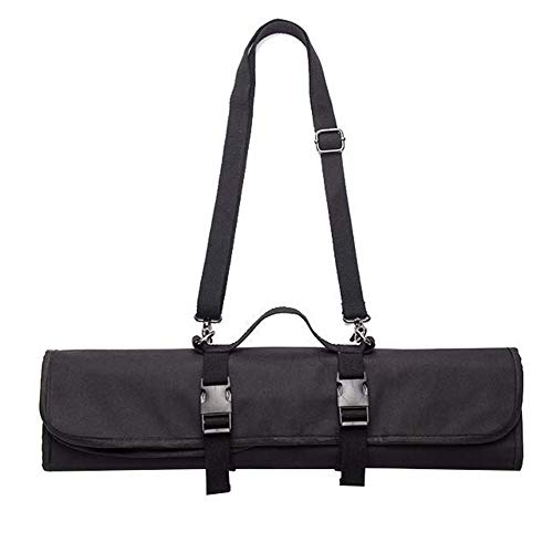 Multi-Purpose 8 Pockets Chef Knives Roll Bag Heavy Duty Waterproof Culinary Organizer Roll Case Utensil Holder Protectors With Shoulder Straps Carry HandlesSecure Buckles For Chefs and Students