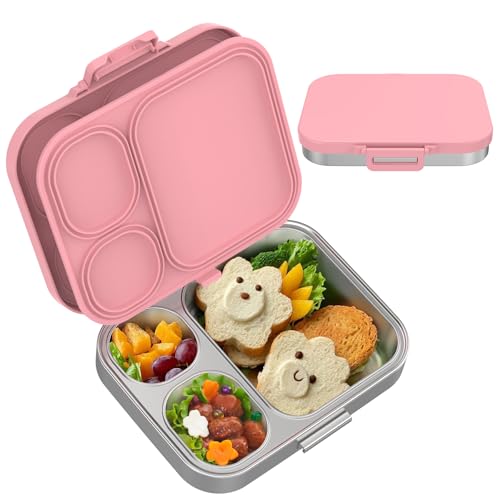 VITONIS Porta Pranzo per Bambini in acciaio inox,Acciaio Inossidabile 3 Scomparti Bento Lunch Box,Impermeabilizzazione Scatola per il pranzo adatta a bambini e adulti, Robusto e portatile