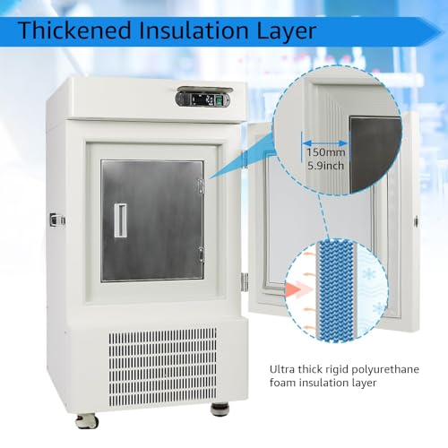 Image of 58L Lab Freezer, -86℃ / -122.8℉ Ultra Low-temp Refrigerator, Lab Cryogenic Freezer with Door Lock, Wheel for Scientific Research