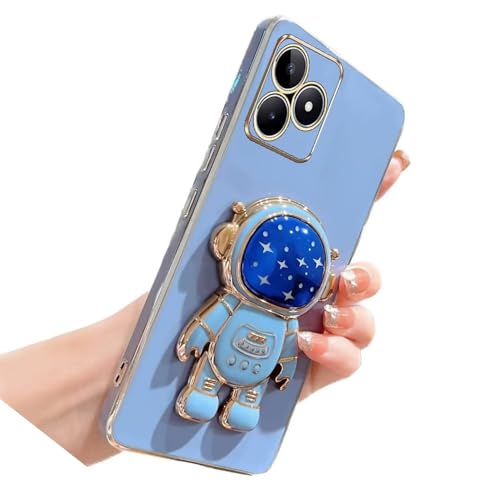 Tivenfezk Nadoli - Capa protetora para Xiaomi Redmi Note 14 5G, design de astronauta com estrelas azuis, para mulheres, homens e meninas, fina, macia, banhado em 3D, com suporte dobrável,