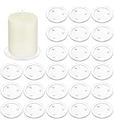 24 Pcs Clear Glass Candle Plates 4 Inch Round Pillar Candle Holder Small Flat Candle Tray for Wed...