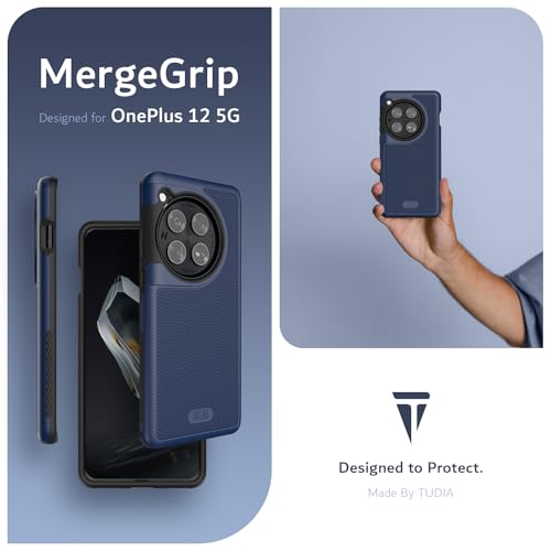 Image of TUDIA [MergeGrip for OnePlus 12 5G Back Cover - Military Grade Drop Tested Dual Layer Shockproof Anti-Slip Heavy Duty Protective Case- Indigo Blue