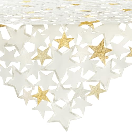 REDBEST Mitteldecke Sterne mit Durchbruchstickerei Creme Größe...