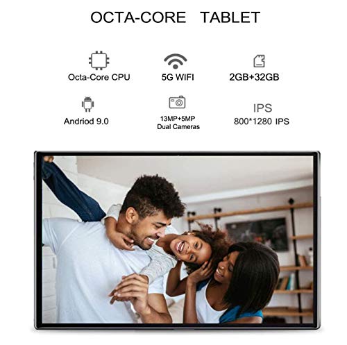 Ibbwb Tablet 10 Inch Android 9.0 Pie, Octa-Core Processor,5G Wifi,2Gb Ram, 32Gb Rom, 5Mp+13Mp Dual Cameras,Ips Hd Display, Bluetooth 5.0, Usb C,Gps,Metal Body,Gray #TOP1