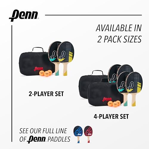 image for Penn 2-Player Table Tennis Paddle Set - Includes Two 5.0 Paddles, Thre