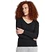 Hanes Women's V-Neck Long Sleeve Tee, Ebony, Large